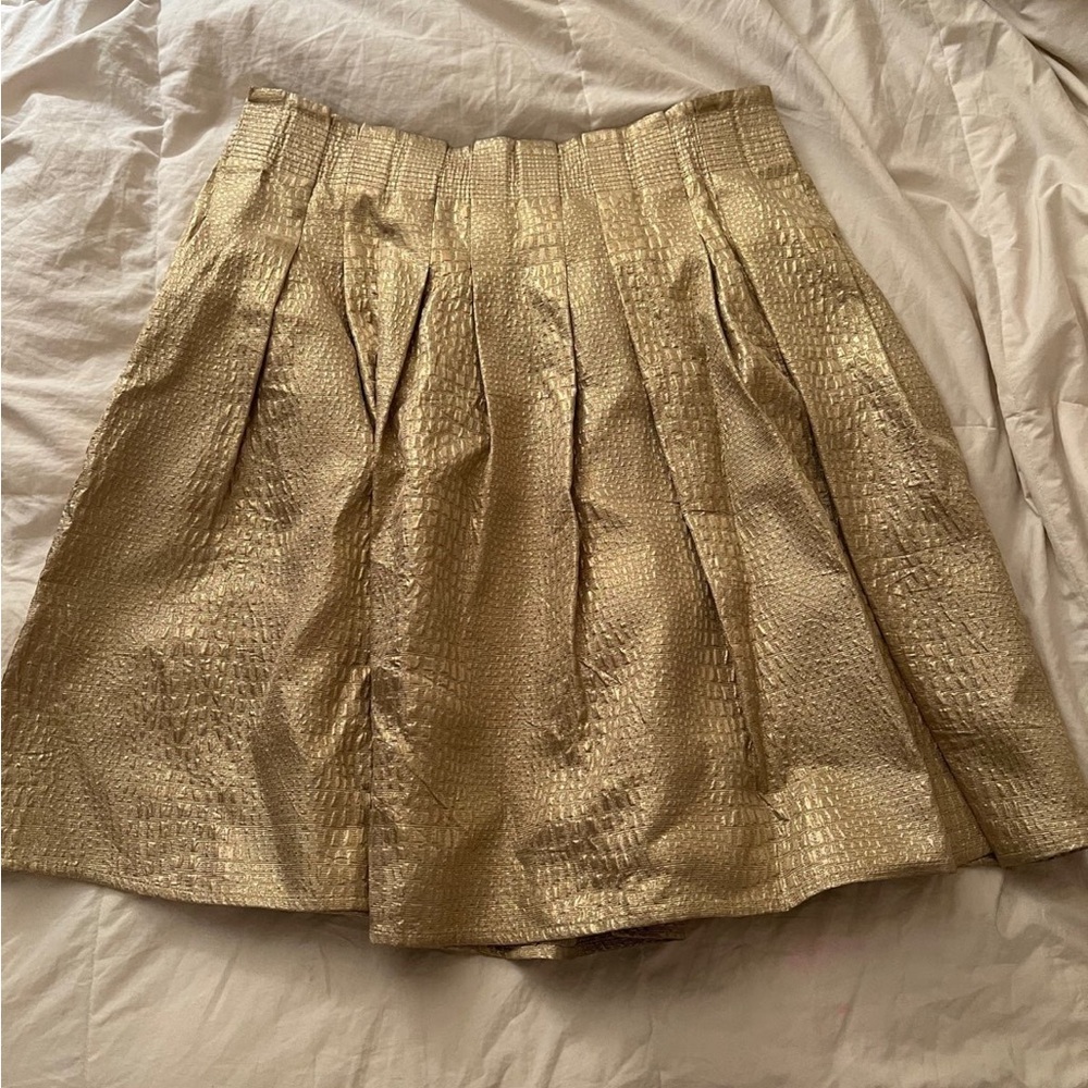Bebe Gold Pleated Skirt